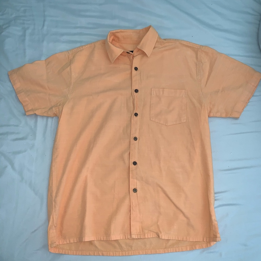 Mens Orange Button Down Shirt Size M